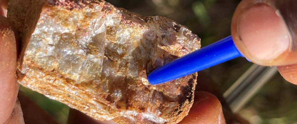 geologist looking for sulphides at BWA Aracari project site